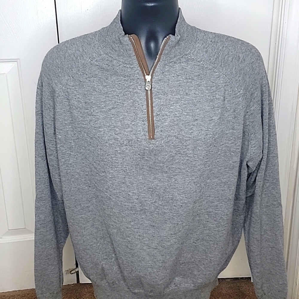 Peter Millar Whitaker Quarter Zip Pullover Size Large Gray